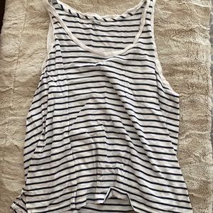 Madewell White and Navy Striped Tank Top - L
